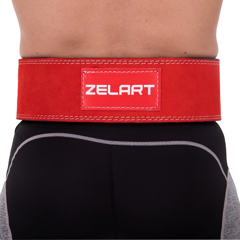 Пояс для пауерліфтингу шкіряний Zelart SB-165159 спинка-10см розмір-XS-XXL червоний