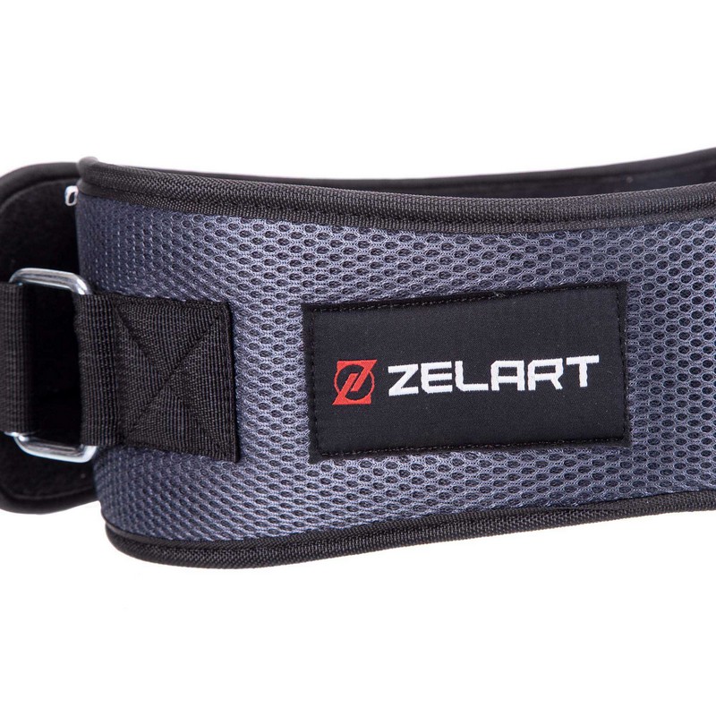 Пояс атлетичний текстильний Zelart SB-165411 спинка-17см розмір-XS-XXL сірий
