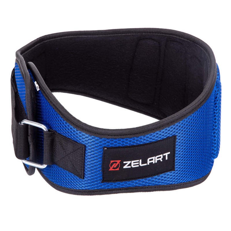 Пояс атлетичний текстильний Zelart SB-165415 розмір XS-XXL спинка-16см розмір XS-XXL синій