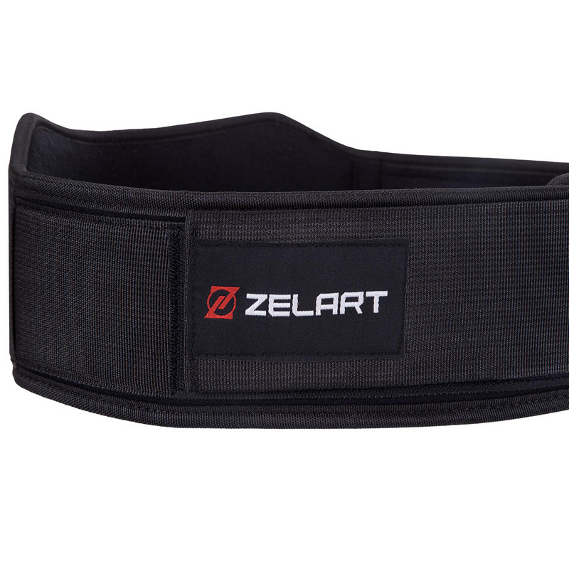 Пояс атлетичний текстильний Zelart SB-165428 спинка-14см розмір XS-XXL чорний