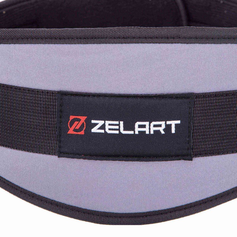 Пояс атлетичний текстильний Zelart SB-165459 спинка-15см розмір-XS-XXL сірий