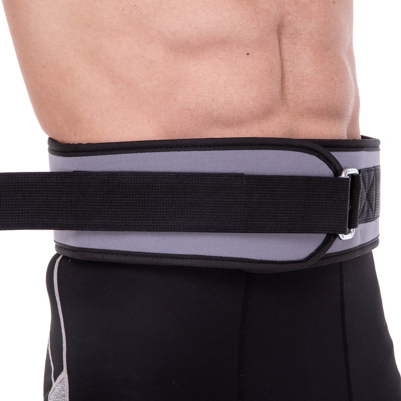 Пояс атлетичний текстильний Zelart SB-165459 спинка-15см розмір-XS-XXL сірий