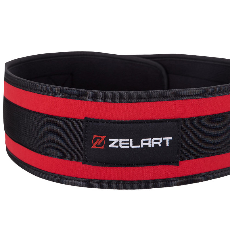 Пояс атлетичний посилений регульований Zelart SB-165472 спинка-10см розмір XS-XXL червоний