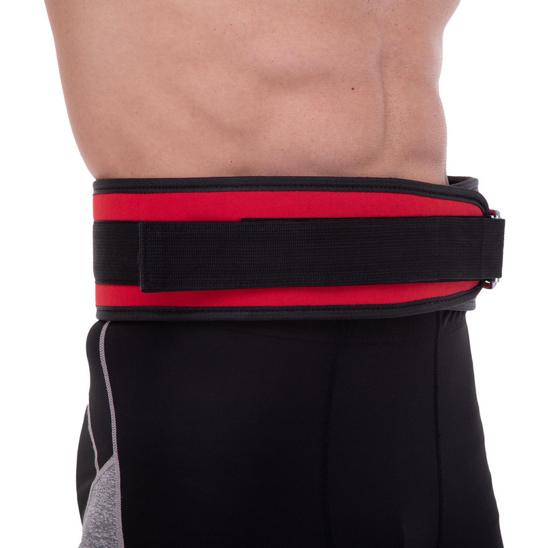 Пояс атлетичний посилений регульований Zelart SB-165472 спинка-10см розмір XS-XXL червоний
