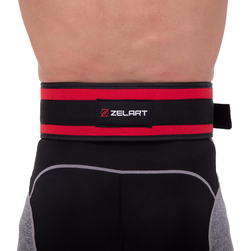 Пояс атлетичний посилений регульований Zelart SB-165472 спинка-10см розмір XS-XXL червоний