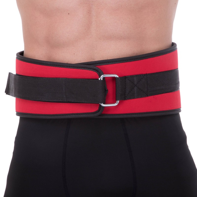 Пояс атлетичний текстильний Zelart SB-165486 спинка-15см розмір-XS-XXL червоний