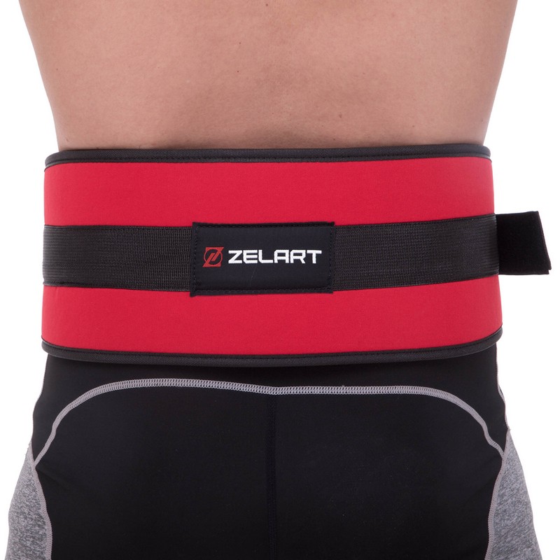 Пояс атлетичний текстильний Zelart SB-165486 спинка-15см розмір-XS-XXL червоний