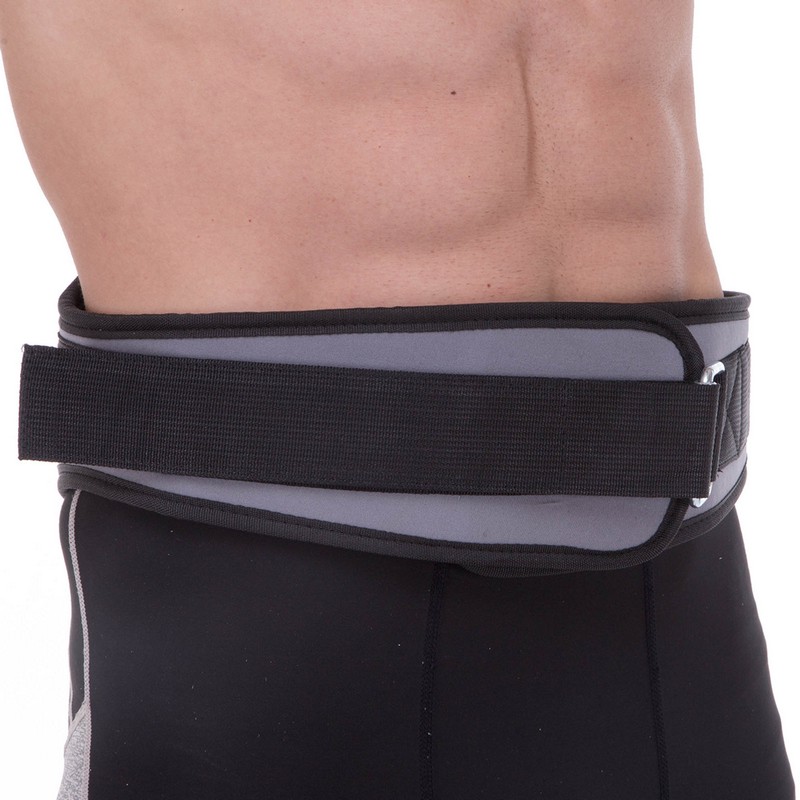Пояс атлетичний текстильний Zelart SB-165506 спинка-15см розмір-XS-XXL сірий