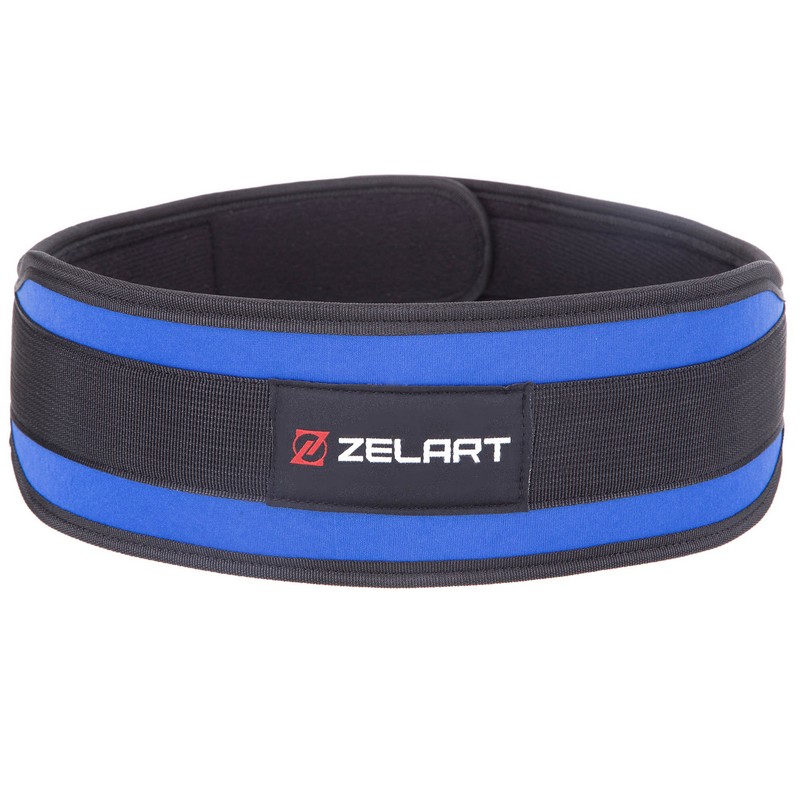 Пояс атлетичний посилений регульований Zelart SB-165521 спинка-10см розмір XS-XXL синій
