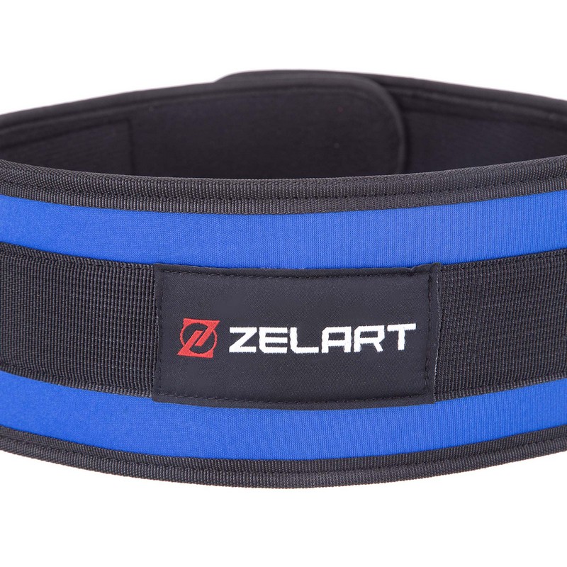 Пояс атлетичний посилений регульований Zelart SB-165521 спинка-10см розмір XS-XXL синій