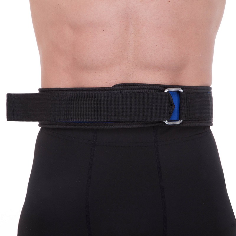 Пояс атлетичний посилений регульований Zelart SB-165521 спинка-10см розмір XS-XXL синій
