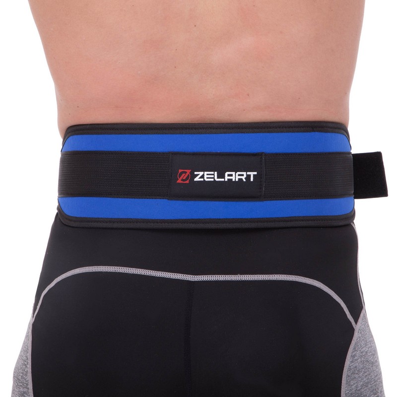 Пояс атлетичний посилений регульований Zelart SB-165521 спинка-10см розмір XS-XXL синій