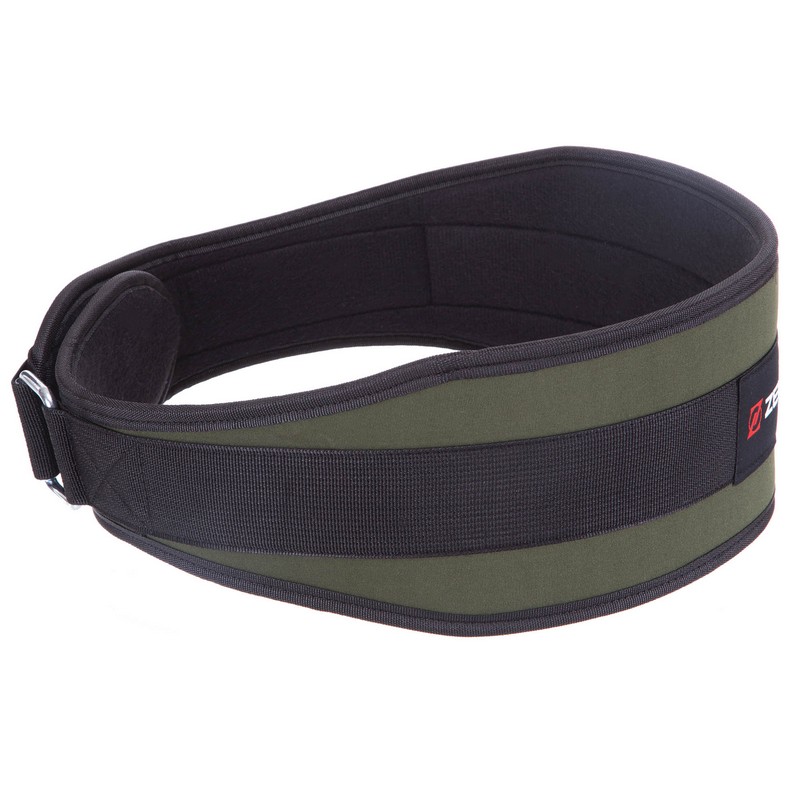 Пояс атлетичний текстильний Zelart SB-165537 спинка-13см спинка-13см розмір-XS-XXL чорний-оливковий