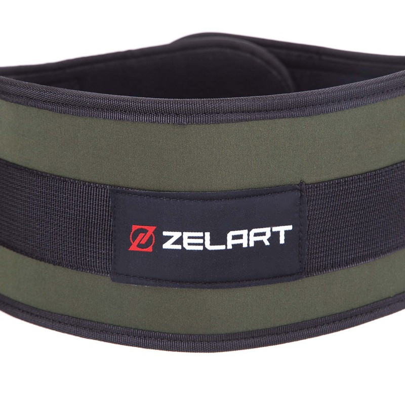 Пояс атлетичний текстильний Zelart SB-165537 спинка-13см спинка-13см розмір-XS-XXL чорний-оливковий