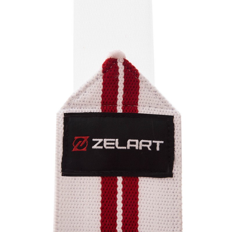 Бинти кистьові для жиму STRENGTH WRIST WRAPS Zelart SB-167071 2штуки білий-червоний