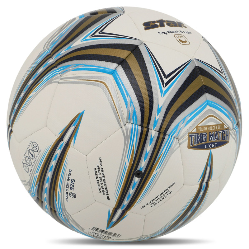 М'яч футбольний STAR TING MATCH 5 LIGHT HYBRID SB3145L №5 PU білий-золотий