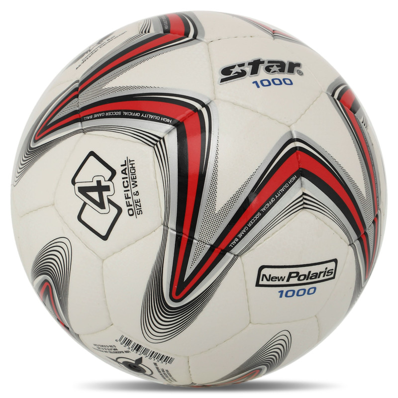 М'яч футбольний STAR NEW POLARIS 1000 SB374 №4 Composite Leather білий-червоний