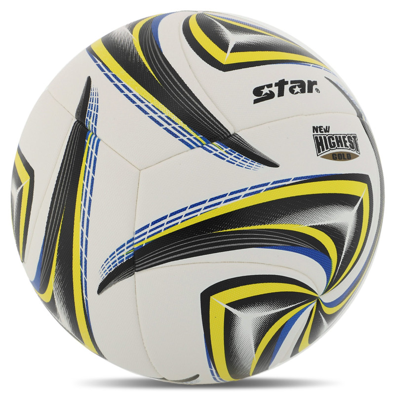 М'яч футбольний STAR NEW HIGHEST GOLD SB4025TB №5 PU білий-жовтий-чорний