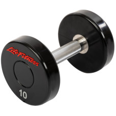 Гантель цільна професійна з поліуретановим покриттям LIFE FITNESS SC-80081-10 1шт 10кг чорний-червоний