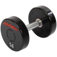 Гантель цільна професійна з поліуретановим покриттям LIFE FITNESS SC-80081-14 1шт 14кг чорний-червоний