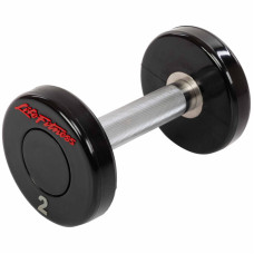 Гантель цільна професійна з поліуретановим покриттям LIFE FITNESS SC-80081-2 1шт 2кг чорний-червоний
