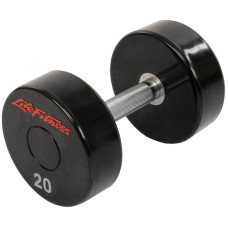 Гантель цільна професійна з поліуретановим покриттям LIFE FITNESS SC-80081-20 1шт 20кг чорний-червоний