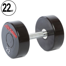 Гантель цільна професійна з поліуретановим покриттям LIFE FITNESS SC-80081-22 1шт 22кг чорний-червоний