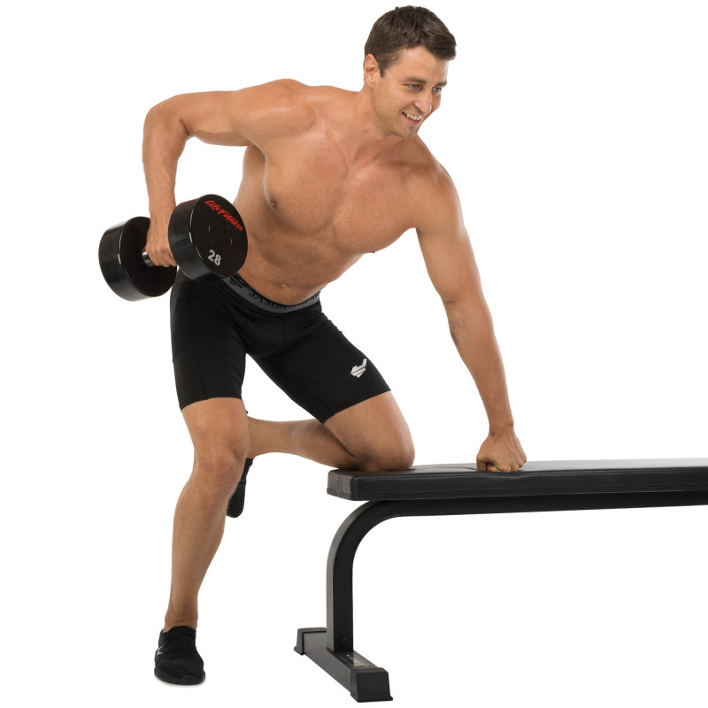 Гантель цільна професійна з поліуретановим покриттям LIFE FITNESS SC-80081-28 1шт 28кг чорний-червоний
