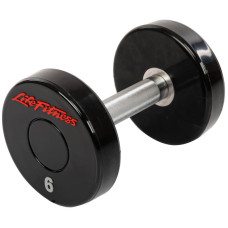 Гантель цільна професійна з поліуретановим покриттям LIFE FITNESS SC-80081-6 1шт 6кг чорний-червоний