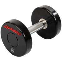 Гантель цільна професійна з поліуретановим покриттям LIFE FITNESS SC-80081-8 1шт 8кг чорний-червоний