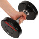 Гантель цільна професійна з поліуретановим покриттям LIFE FITNESS SC-80081-8 1шт 8кг чорний-червоний