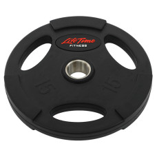 Млинці диски гумові з потрійним хватом та металевою втулкою LIFE FITNESS SC-80154B-15 51мм 15кг чорний