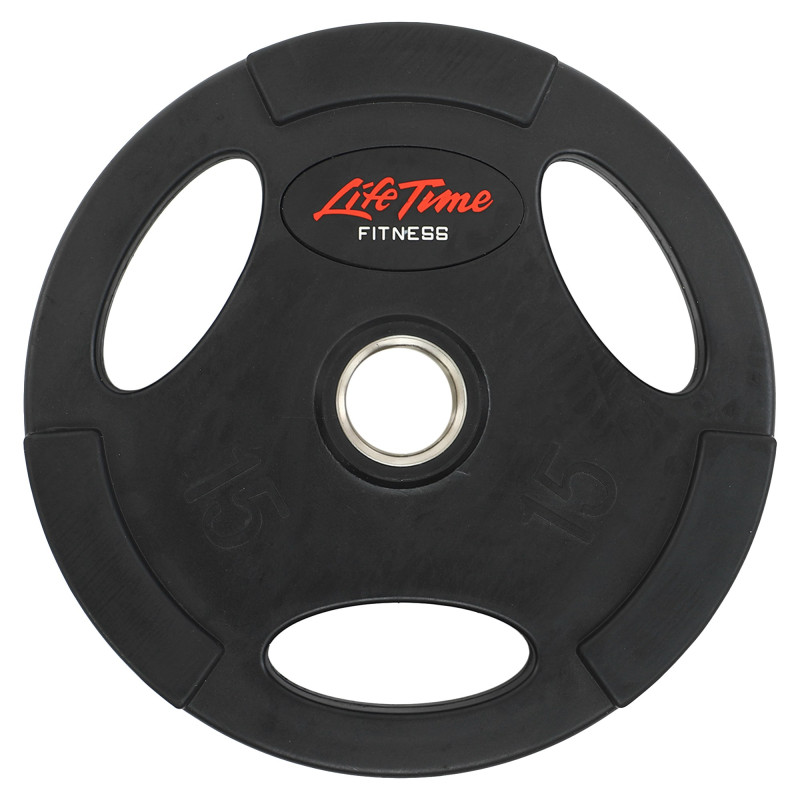 Млинці диски гумові з потрійним хватом та металевою втулкою LIFE FITNESS SC-80154B-15 51мм 15кг чорний