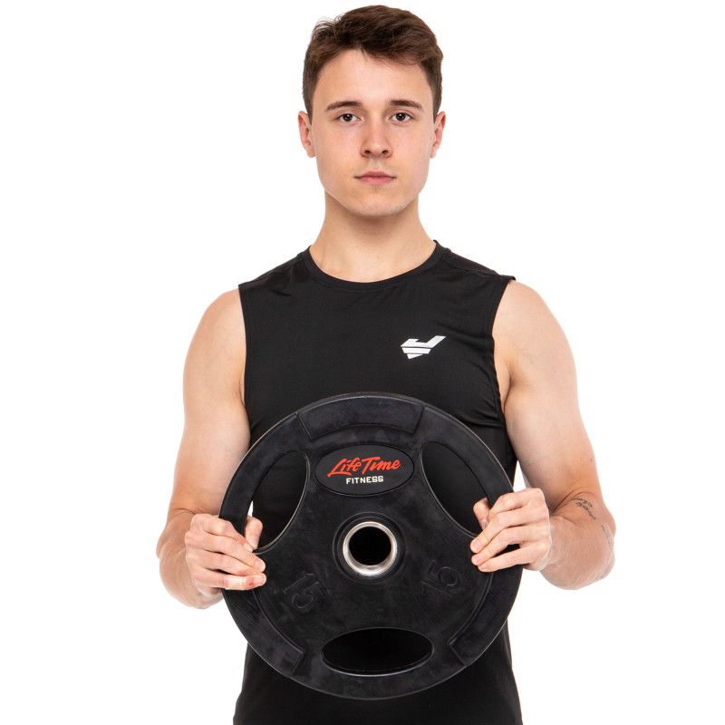 Млинці диски гумові з потрійним хватом та металевою втулкою LIFE FITNESS SC-80154B-15 51мм 15кг чорний