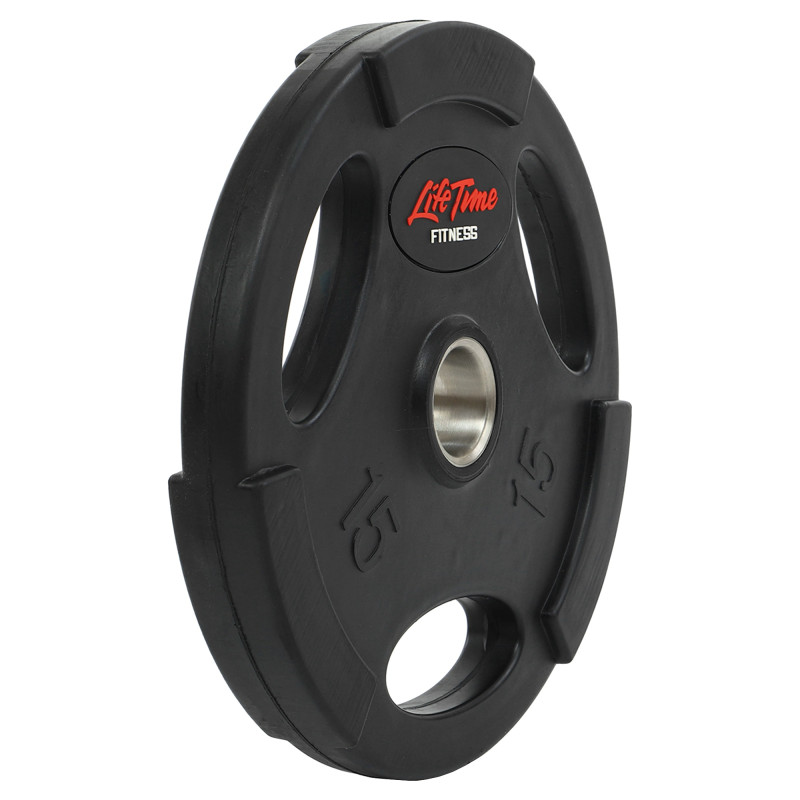 Млинці диски гумові з потрійним хватом та металевою втулкою LIFE FITNESS SC-80154B-15 51мм 15кг чорний