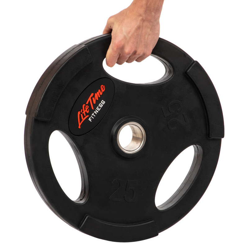 Млинці диски гумові з потрійним хватом та металевою втулкою LIFE FITNESS SC-80154B-25 51мм 25кг чорний