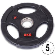 Млинці диски гумові з потрійним хватом та металевою втулкою LIFE FITNESS SC-80154B-5 51мм 5кг чорний