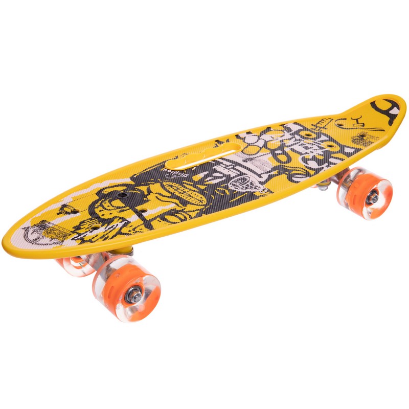 Пенні борд Penny Board круїзер пластиковий з колесами які світяться та ручкою для перенесення 24