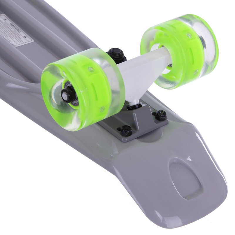 Пенні борд Penny Board круїзер пластиковий з колесами які світяться FISH SK-405-12 сірий-салатовий