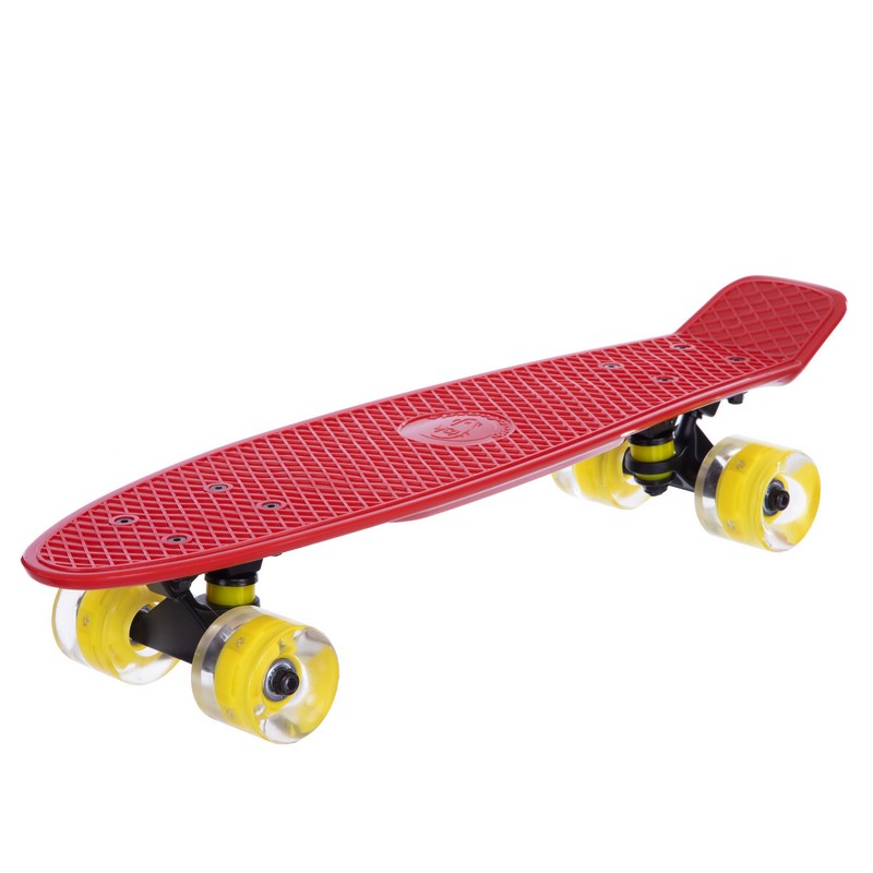 Пенні борд Penny Board круїзер пластиковий з колесами які світяться FISH SK-405-15 червоний-чорний-жовтий
