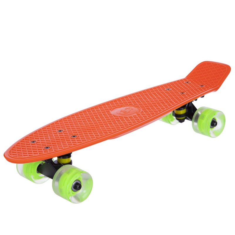 Пенні борд Penny Board круїзер пластиковий з колесами які світяться FISH SK-405-3 помаранчевий-чорний-зелений