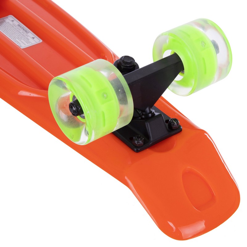Пенні борд Penny Board круїзер пластиковий з колесами які світяться FISH SK-405-3 помаранчевий-чорний-зелений