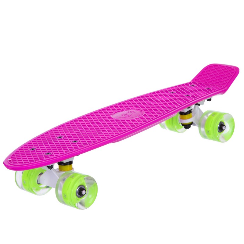 Пенні борд Penny Board круїзер пластиковий з колесами які світяться FISH SK-405-5 рожевий-білий-салатовий