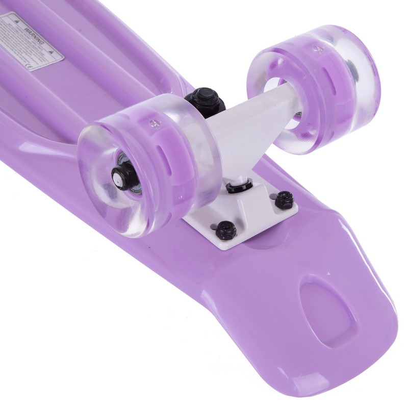 Пенні борд Penny Board круїзер пластиковий з колесами які світяться FISH SK-405-6 фіолетовий-білий