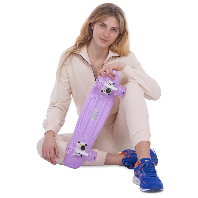 Пенні борд Penny Board круїзер пластиковий з колесами які світяться FISH SK-405-6 фіолетовий-білий