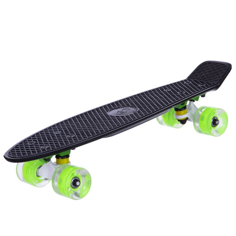 Пенні борд Penny Board круїзер пластиковий з колесами які світяться FISH SK-405-7 чорний-салатовий-салатовий