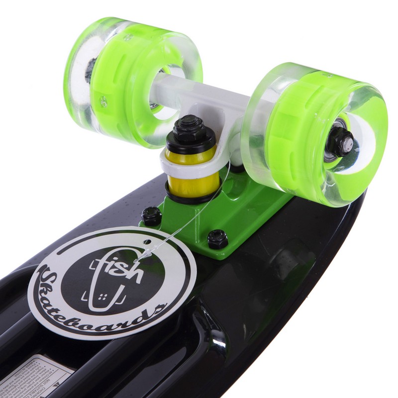 Пенні борд Penny Board круїзер пластиковий з колесами які світяться FISH SK-405-7 чорний-салатовий-салатовий
