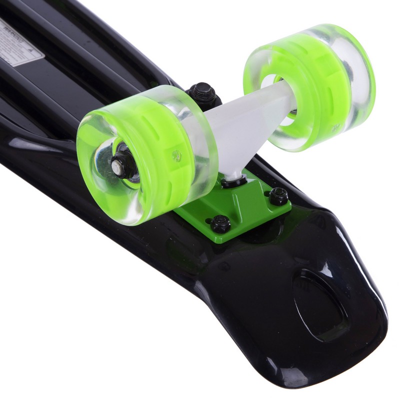 Пенні борд Penny Board круїзер пластиковий з колесами які світяться FISH SK-405-7 чорний-салатовий-салатовий