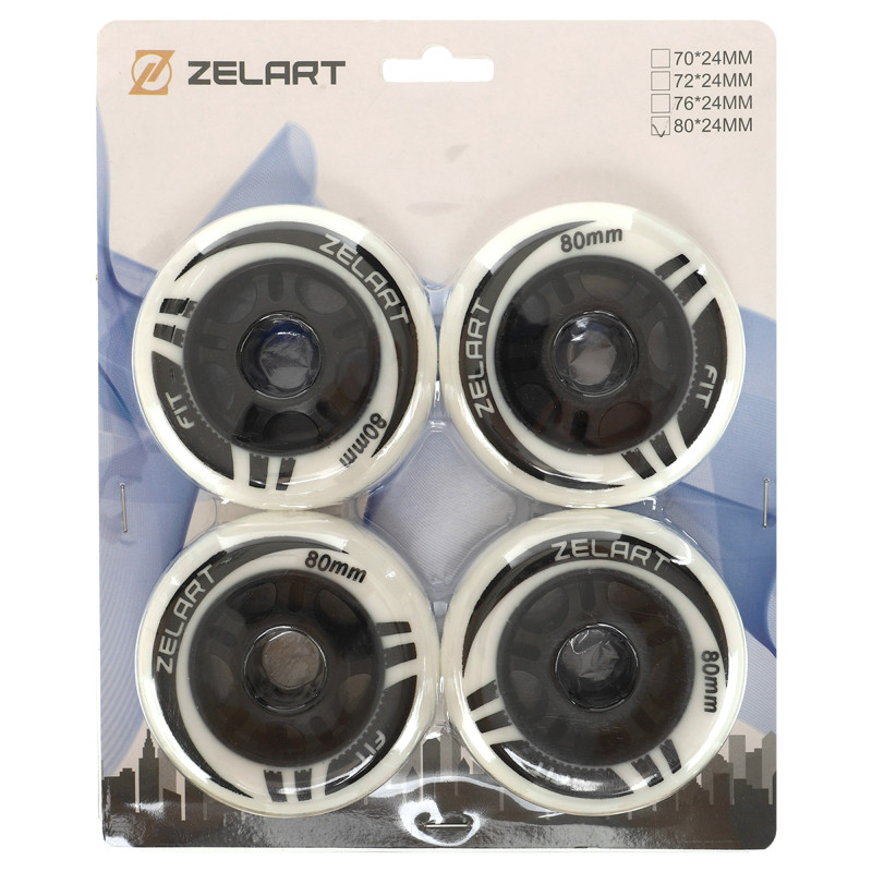 Колеса для роликів без підшипників ø 80мм 4 штуки ZELART SK-4451 80х24мм білий-чорний
