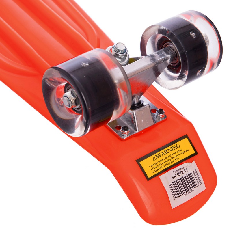 Пенні борд Penny Board круїзер пластиковий з колесами які світяться SP-Sport SK-5672-11 помаранчевий-чорний